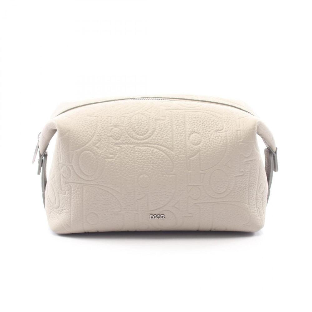 Christian Dior Dior Gravity Handbag Pouch Calf Leather Men's Gray